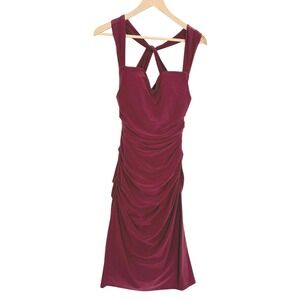 Laundry by Shelli Segal Burgundy Ruched Holiday Christmas Party Dress Size 4